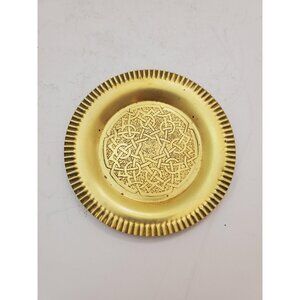 Vintage Brass Plate,small Brass Plate, Carved Trincket Plate, Carved Brass